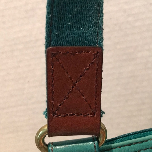 Fossil Teal Green Leather Messenger/ Crossbody Bag - Picture 4 of 16